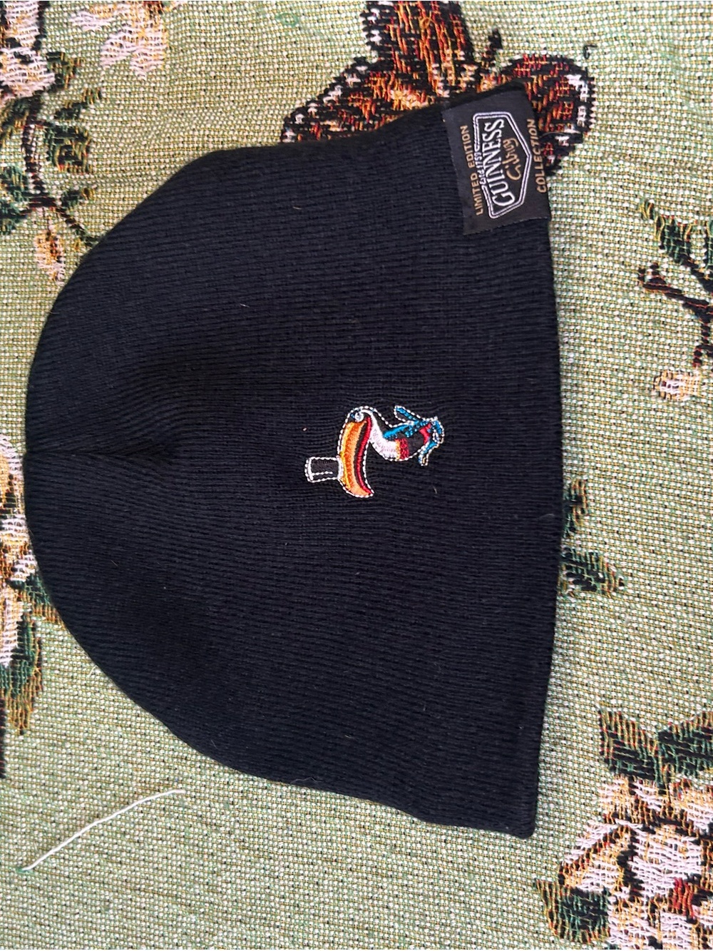 Guinness Black Beanie Hat with Iconic Toucan Patch